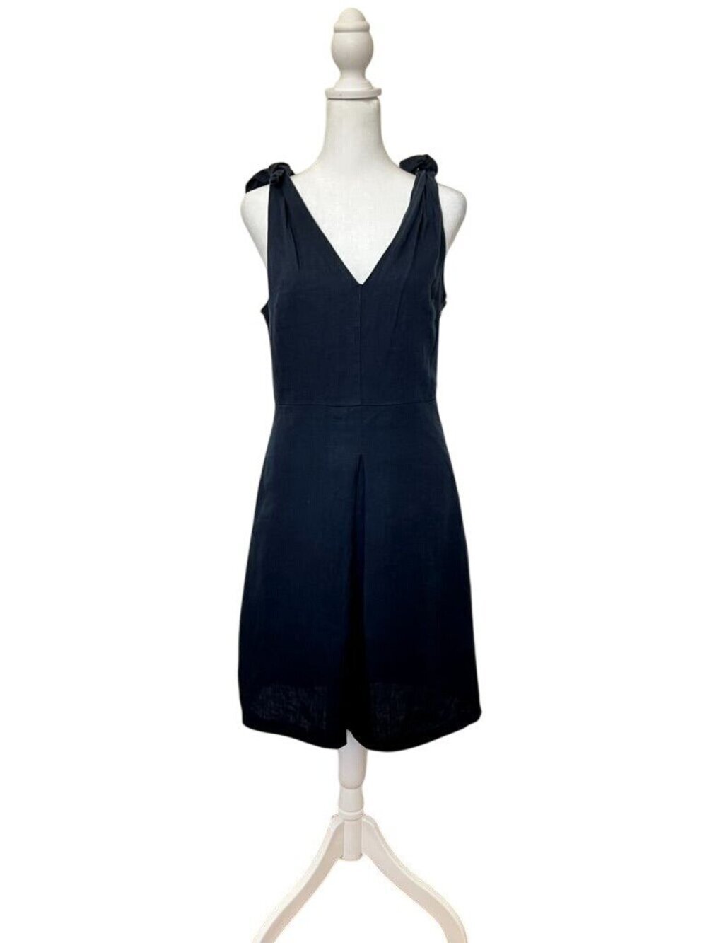 Gap Womens Sz S Linen Sleeveless Navy Midi Dress Classic Minimalist Timeless - Picture 2 of 16